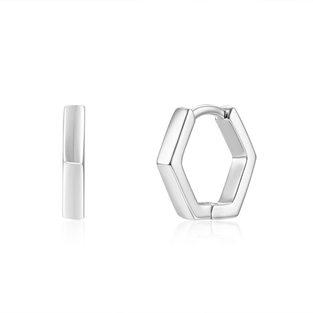POLYGON SILVER HOOPS