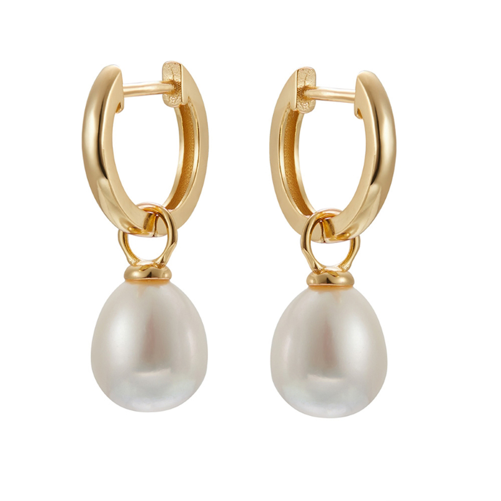 PEARL DROP GOLD HOOPS
